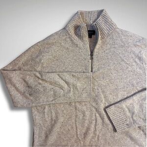 J. Crew Merino Wool Oatmeal Speckled Quarter Zip Sweater L